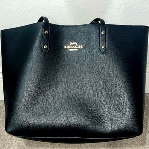Coach- Reversible Black Leather Tote